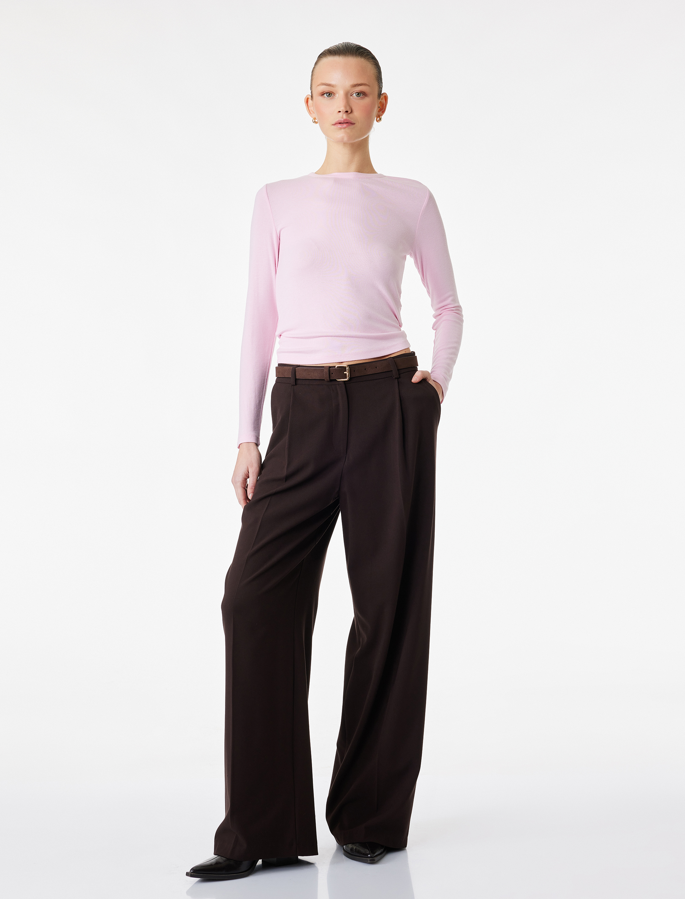   Slim Fit Uzun Kollu Bisiklet Yaka Basic Tişört