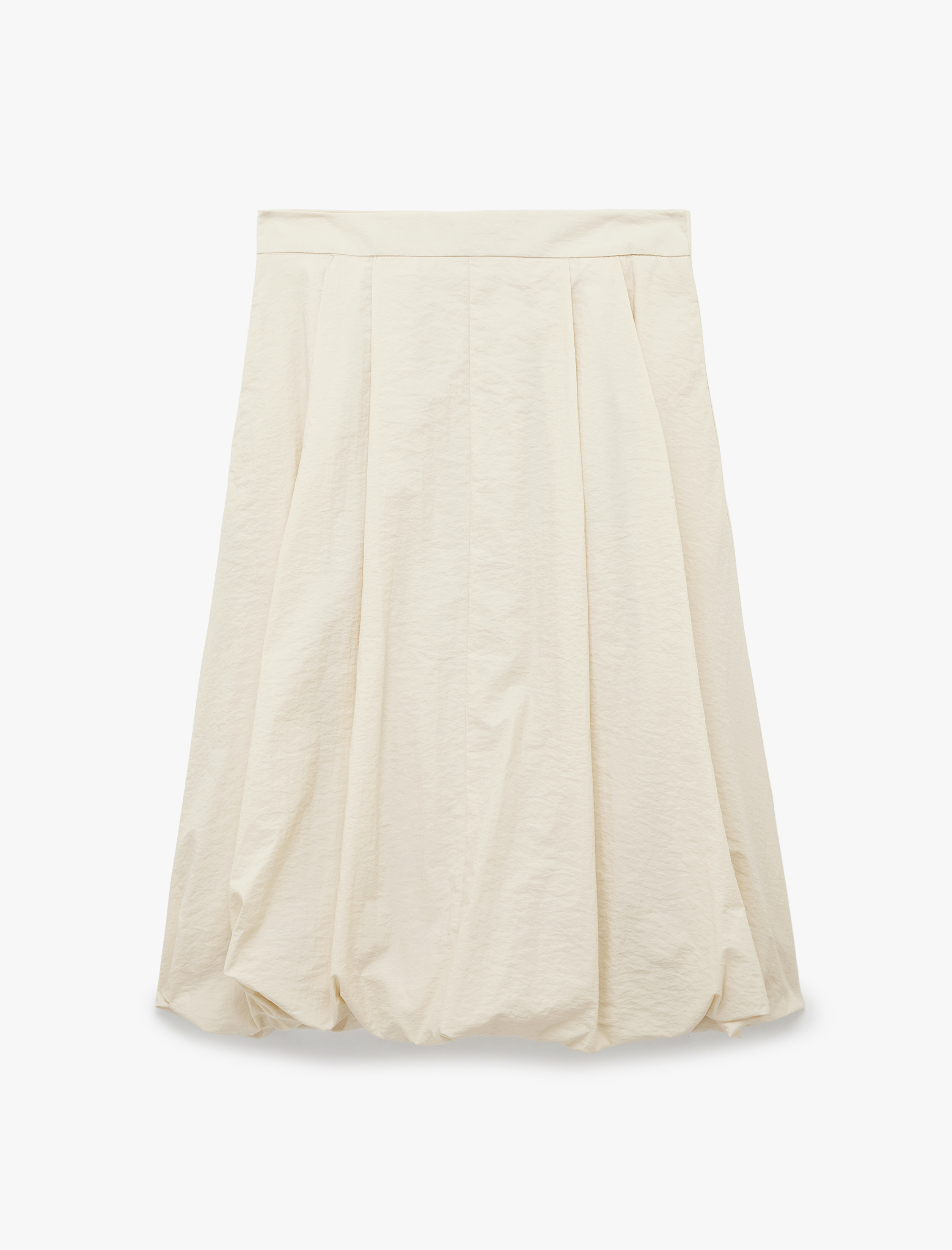   Paraşüt Kumaş Pile Detaylı Midi Boy Balon Etek