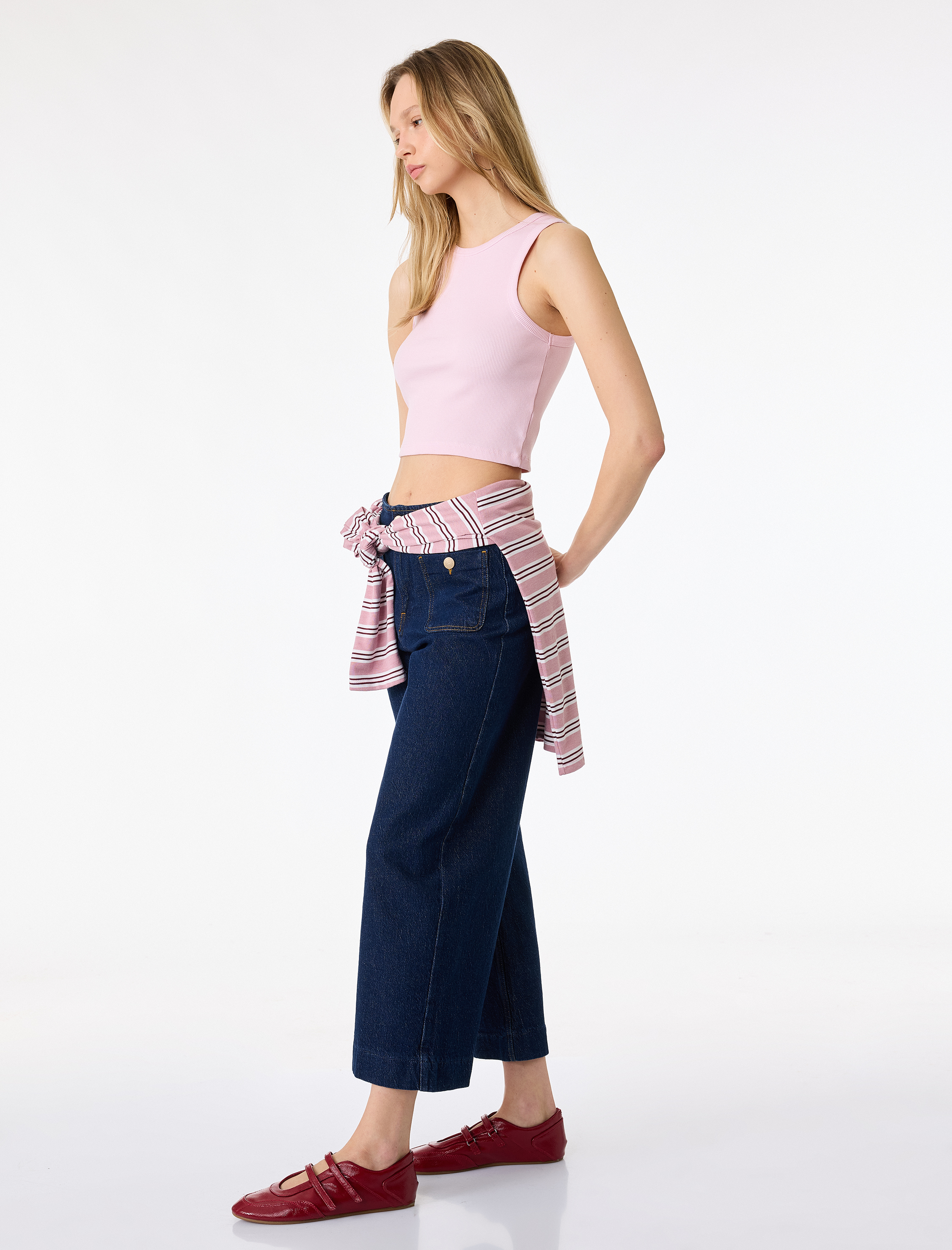   Pamuklu Cepli Normal Bel Culotte Pantolon - Culotte Jeans