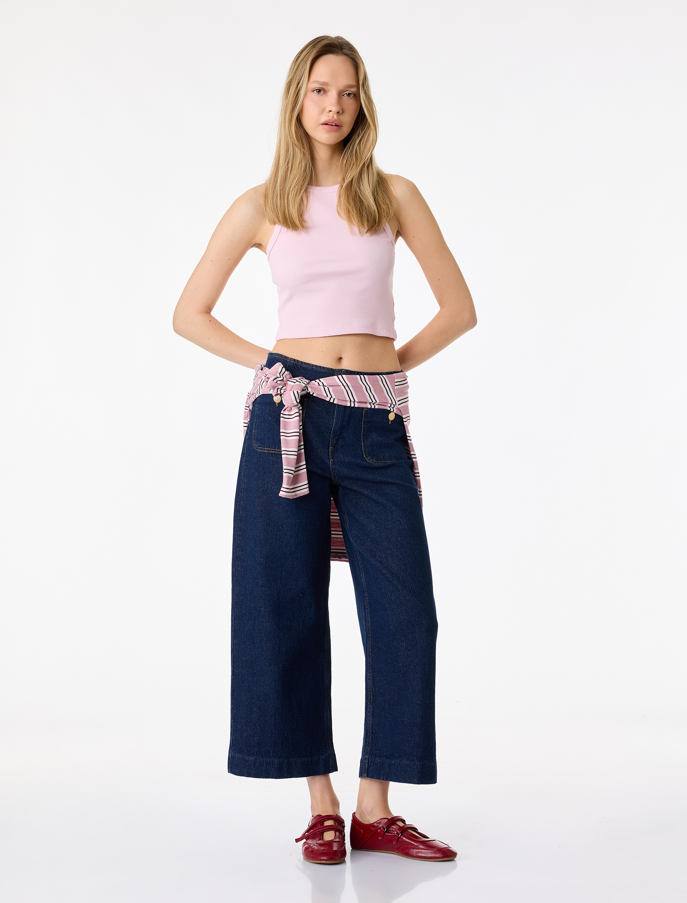   Pamuklu Cepli Normal Bel Culotte Pantolon - Culotte Jeans
