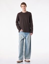 Regular Fit Pamuklu Uzun Kollu Bisiklet Yaka Tişört