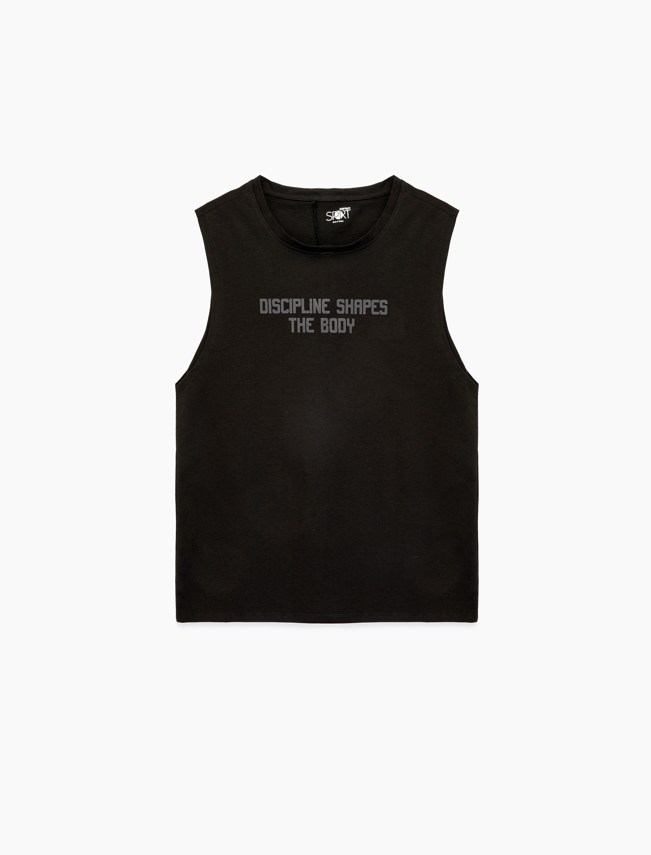   Pamuklu Baskılı Kolsuz Bisiklet Yaka Spor Atlet