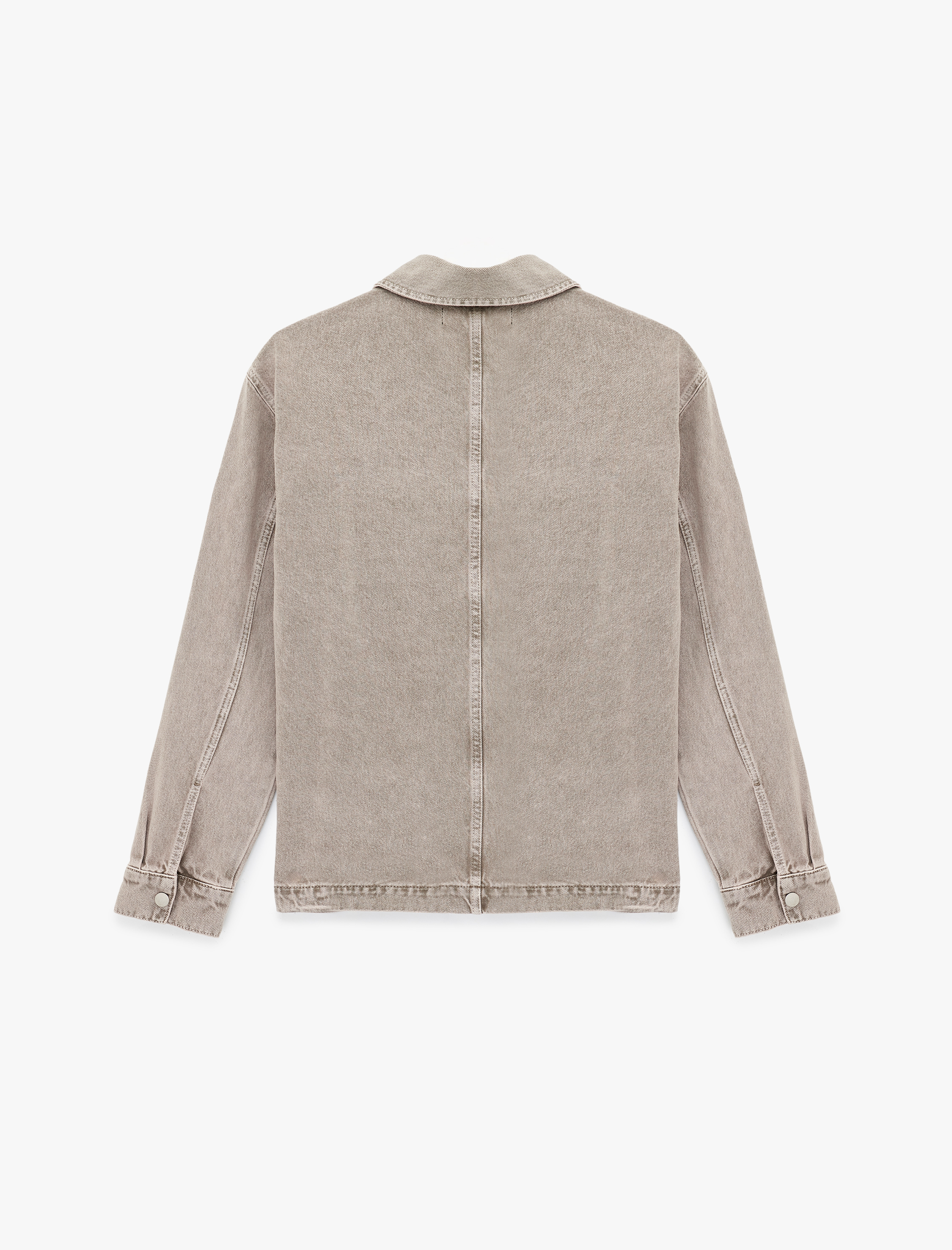   Uzun Kollu Pamuklu Cepli Fermuarlı Jean Gömlek Ceket