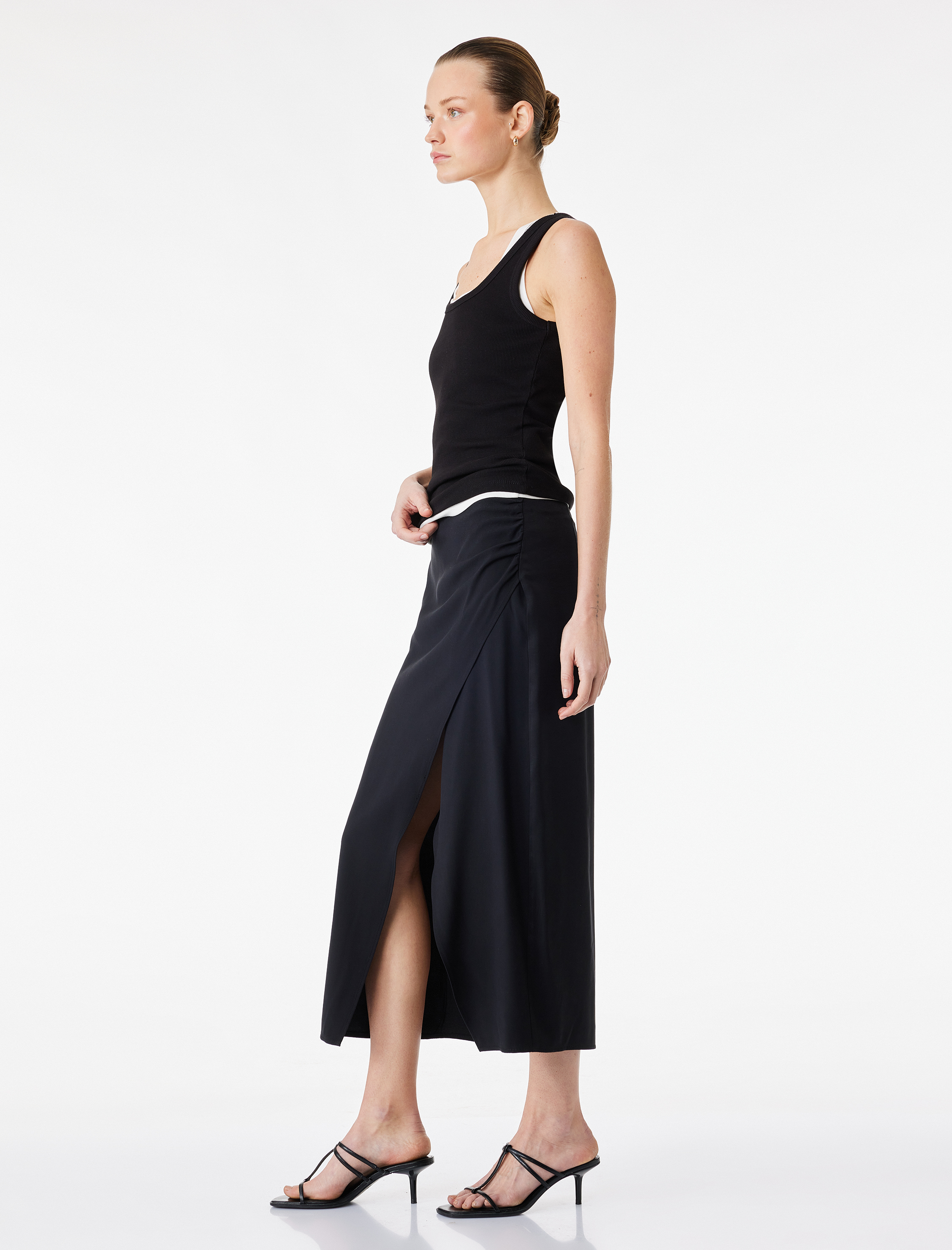   Viskon Kumaş Kruvaze Midi Etek