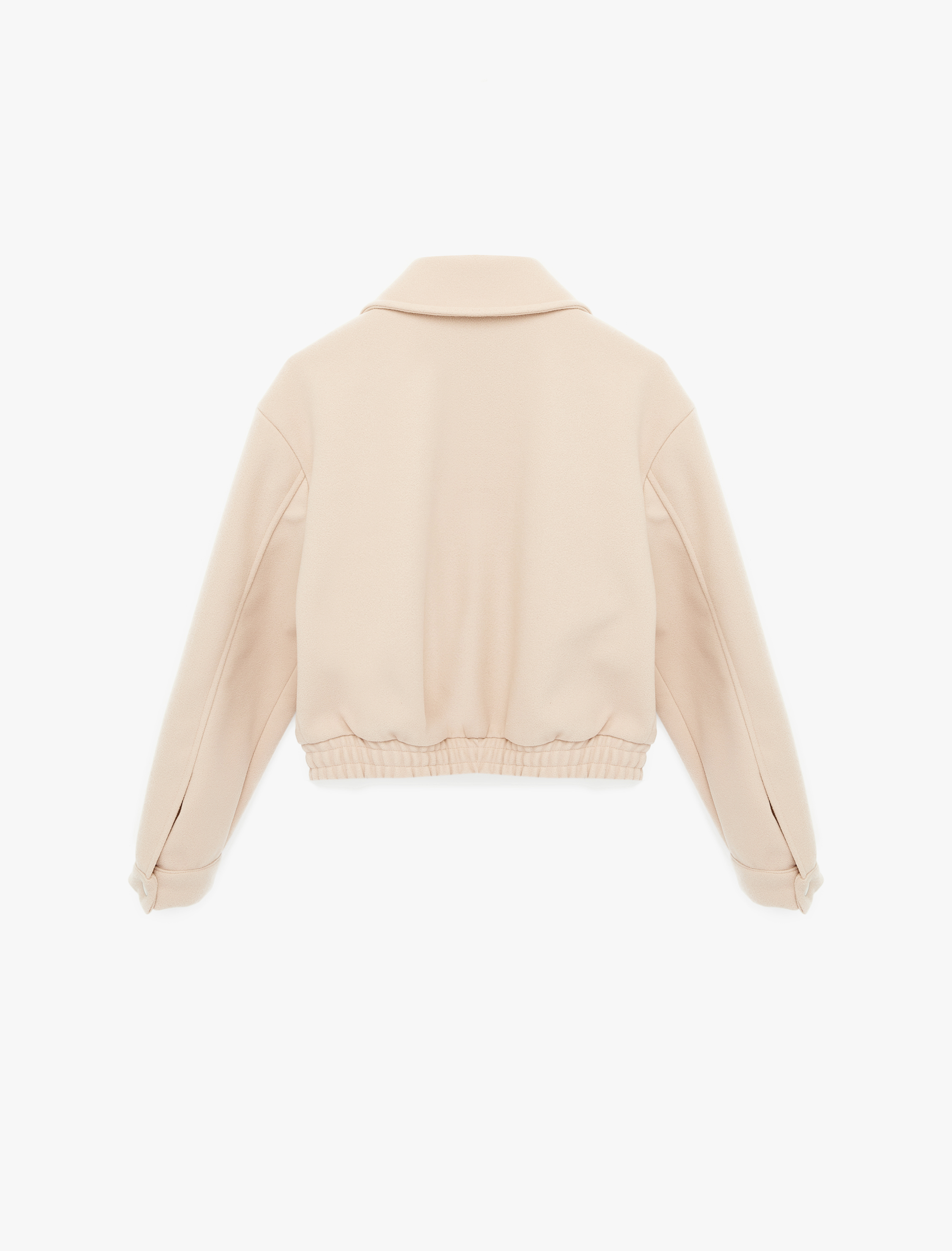   Cep Detaylı Klasik Yaka Fermuarlı Crop Ceket