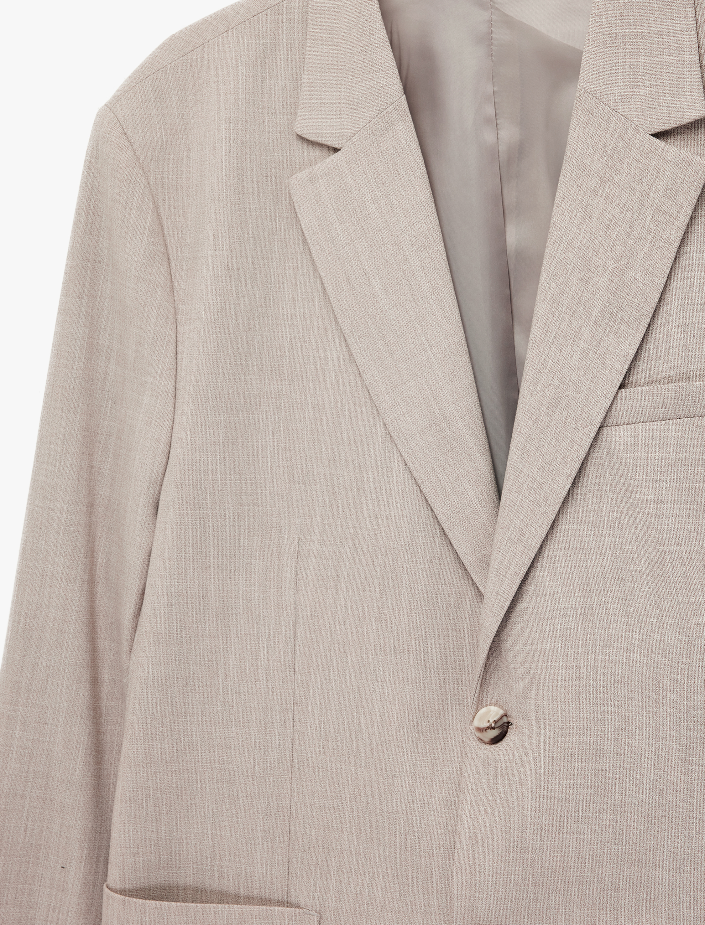   Uzun Kollu Viskon Karışımlı Cepli Düğmeli Mono Yaka Slim Fit Blazer Ceket