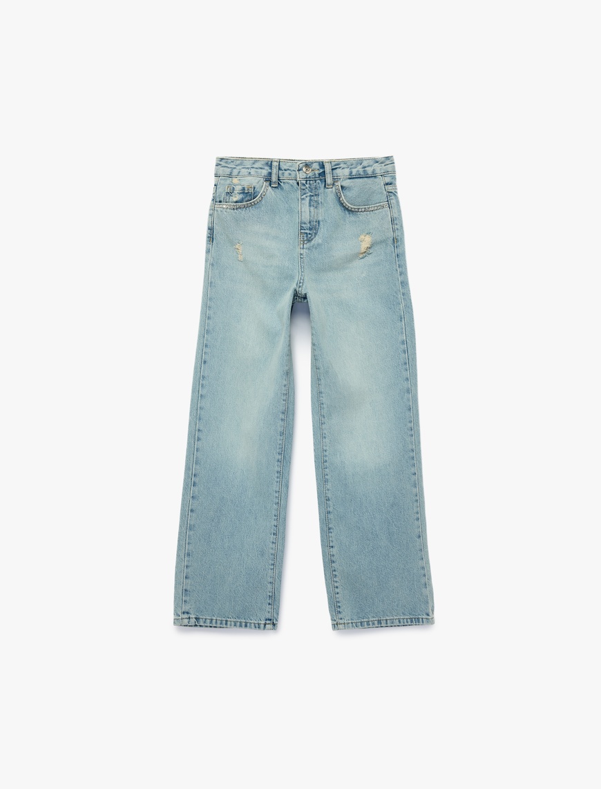 Koton Pamuklu Cepli Geniş Paça Denim Pantolon