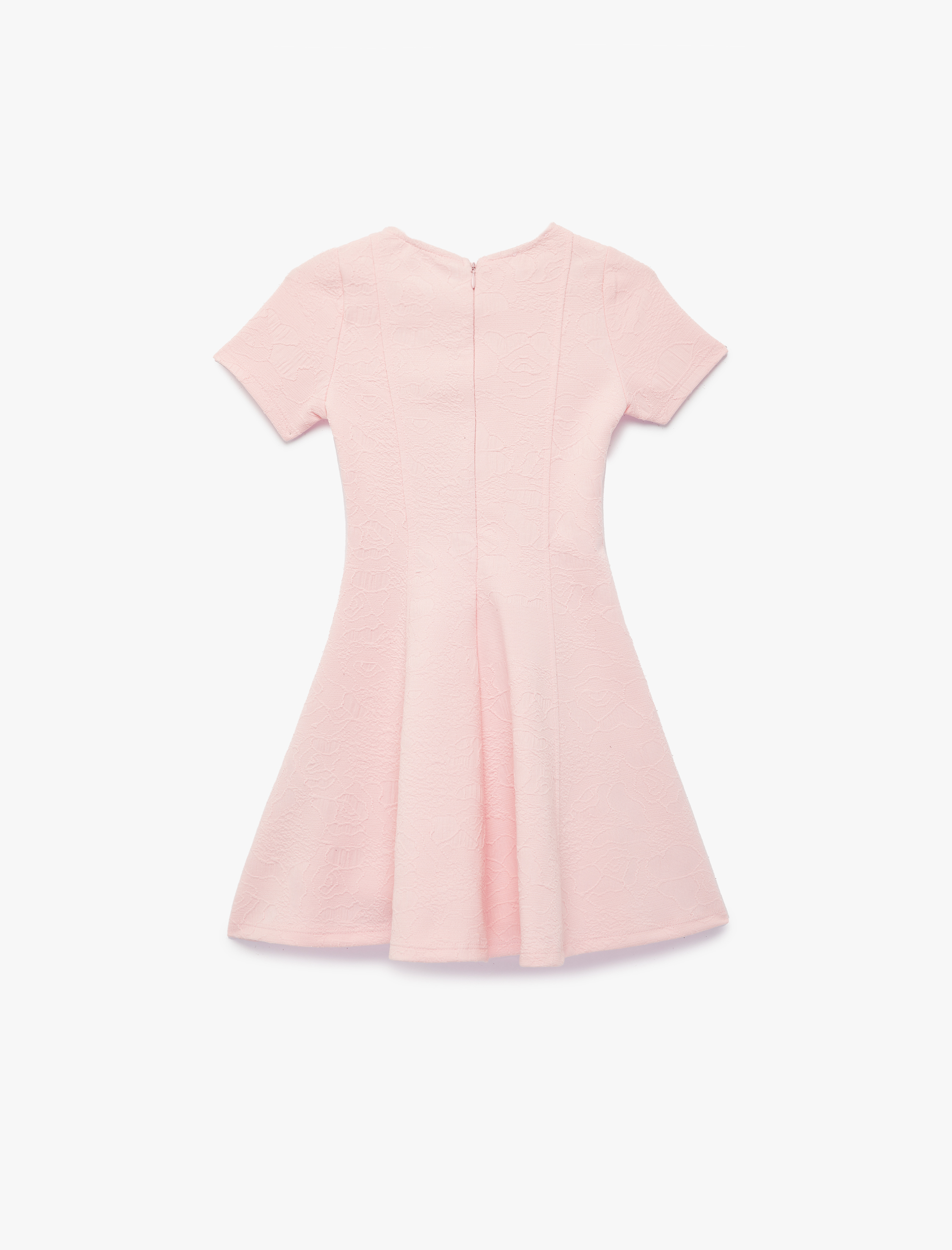  Kız Çocuk Kısa Kollu Bisiklet Yaka Pileli Elbise