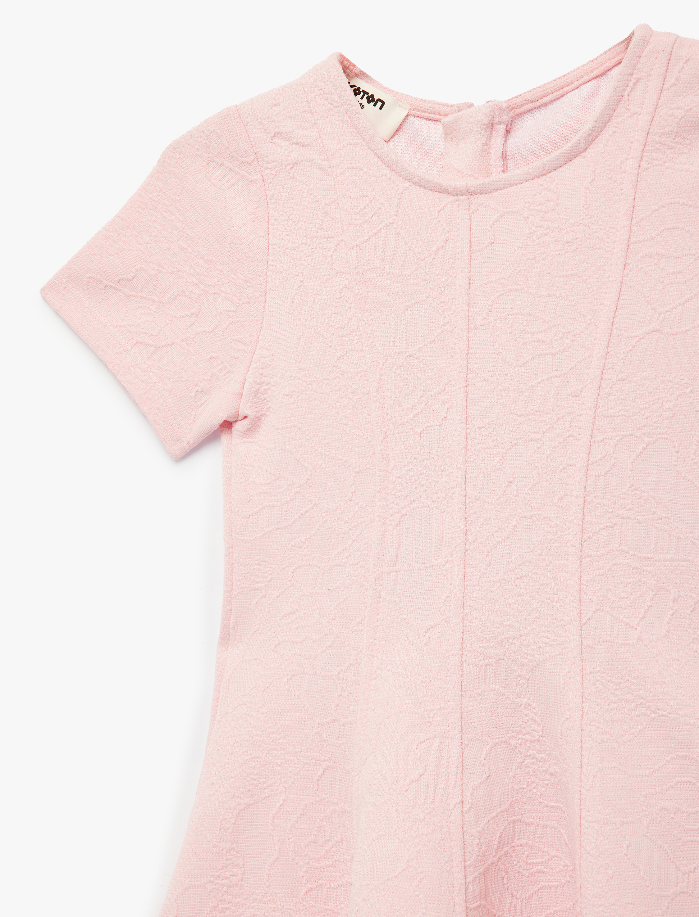  Kız Çocuk Kısa Kollu Bisiklet Yaka Pileli Elbise