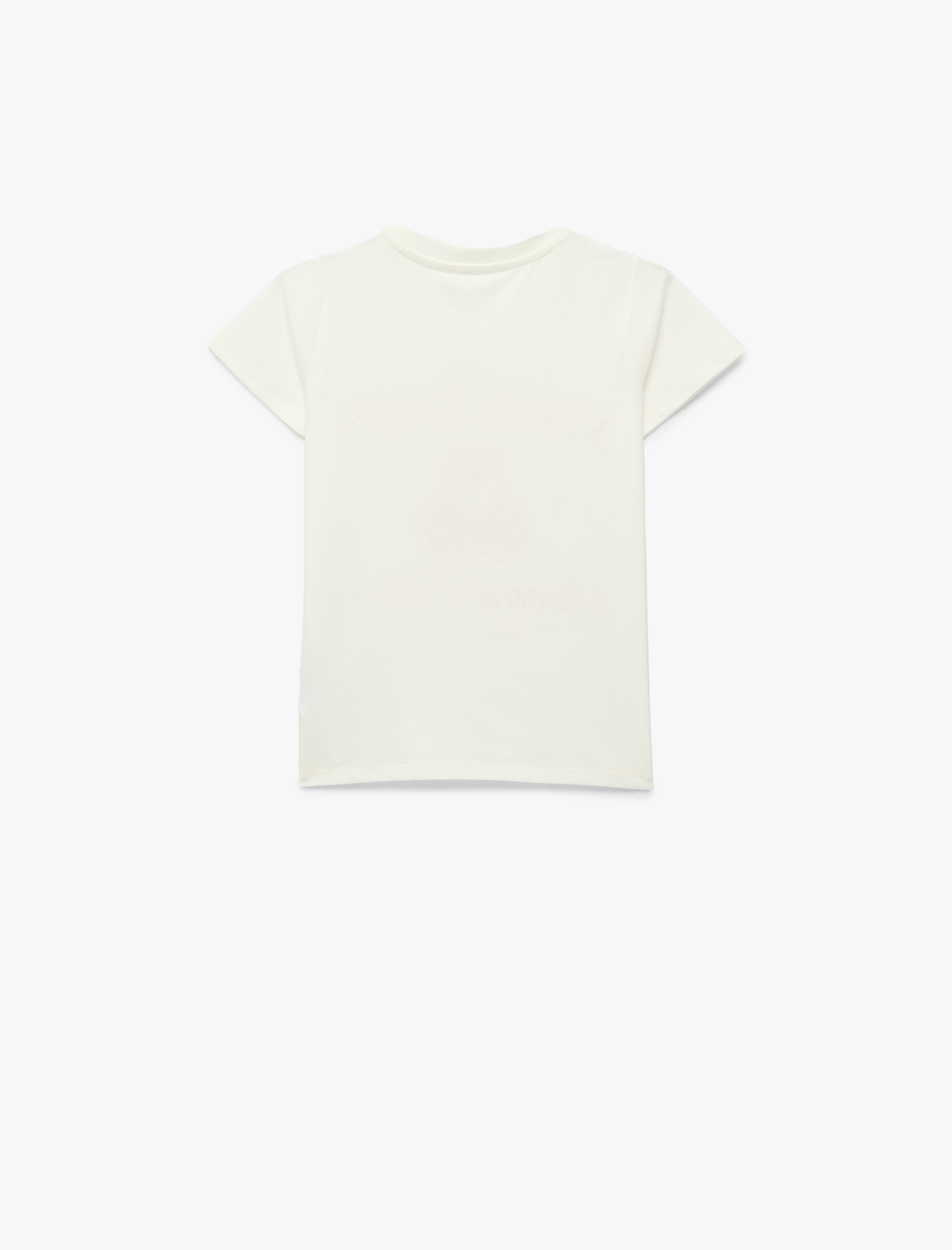  Kız Çocuk Pamuklu Kısa Kollu Bisiklet Yaka Baskılı Tişört