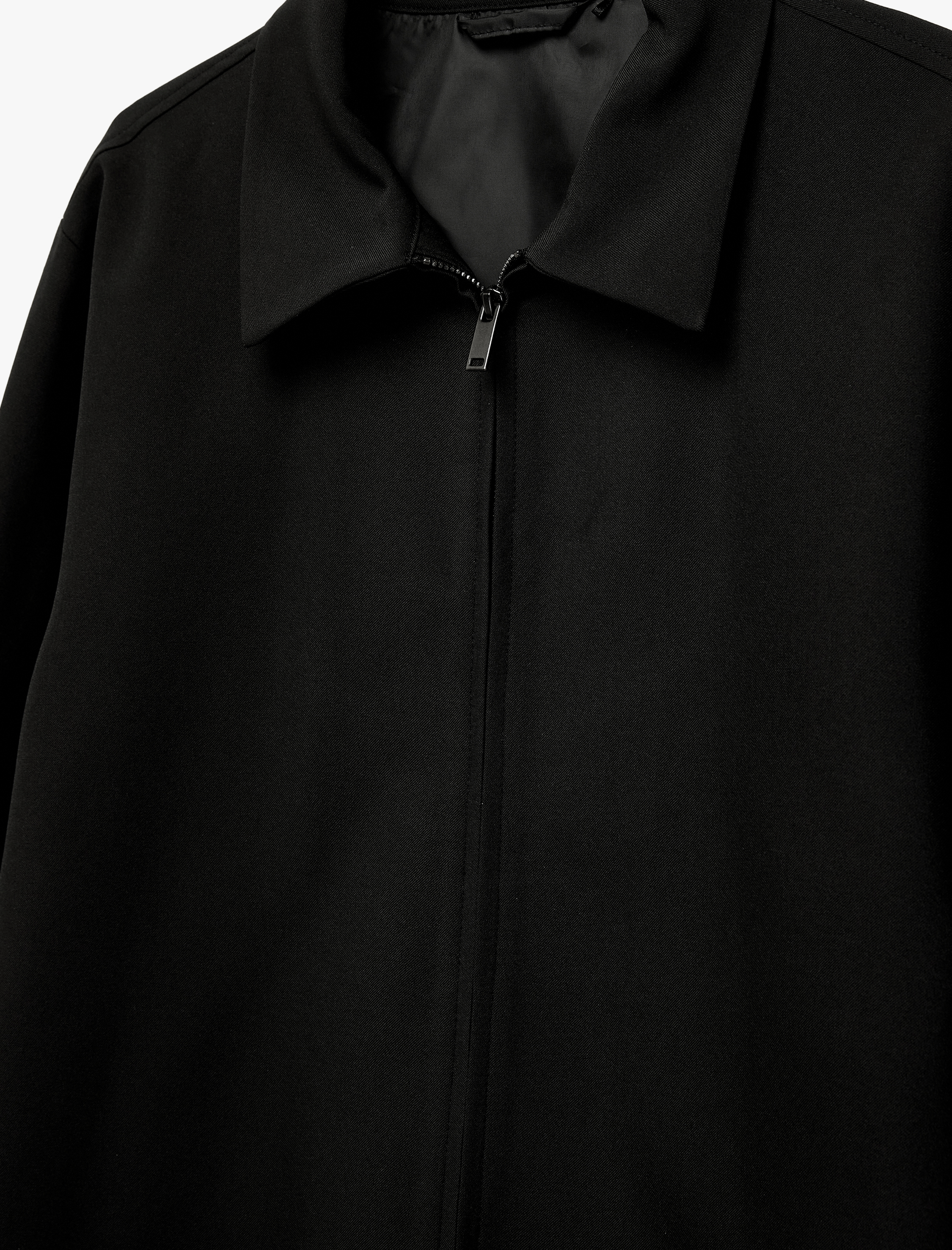   Regular Fit Uzun Kollu Cepli Gömlek Yaka Fermuarlı Spor Ceket