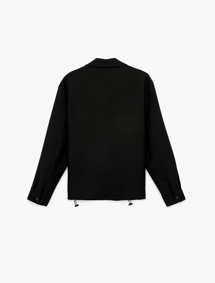  Regular Fit Uzun Kollu Cepli Gömlek Yaka Fermuarlı Spor Ceket