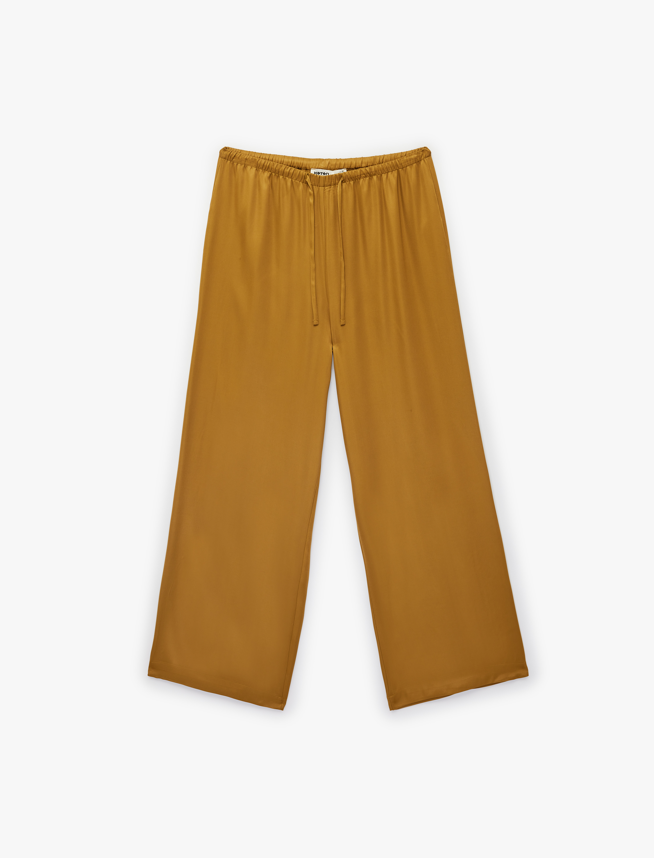   Beli Bağlamalı Geniş Paça Saten Pantolon