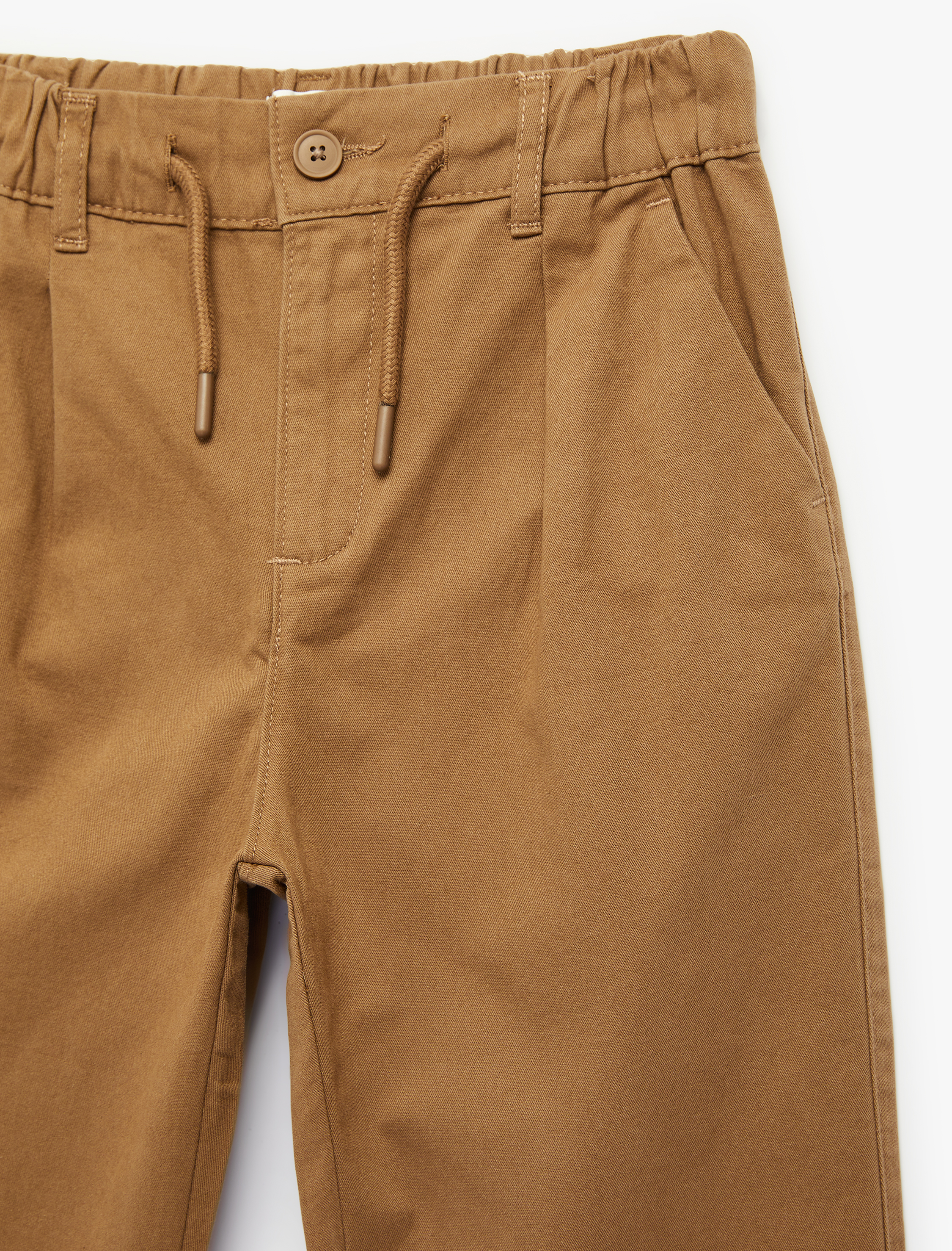  Erkek Çocuk Beli Lastikli Düğme Detaylı Cepli Pamuklu Pantolon