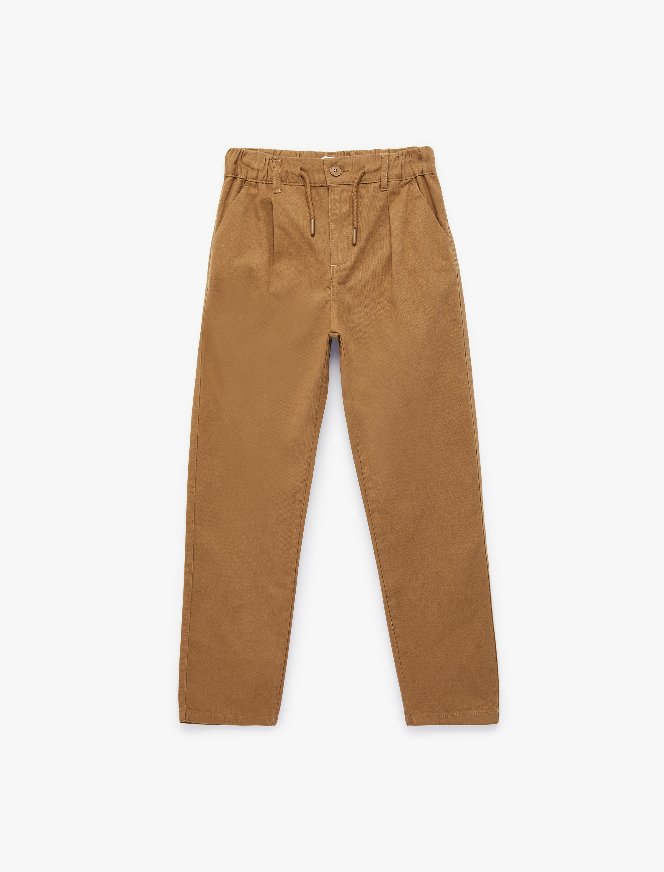  Erkek Çocuk Beli Lastikli Düğme Detaylı Cepli Pamuklu Pantolon