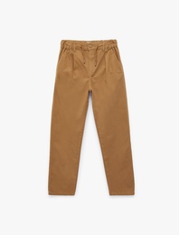 Beli Lastikli Düğme Detaylı Cepli Pamuklu Pantolon