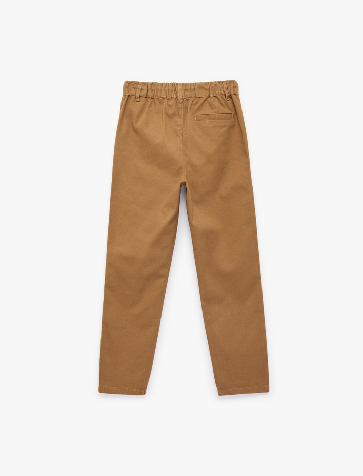 Erkek Çocuk Beli Lastikli Düğme Detaylı Cepli Pamuklu Pantolon