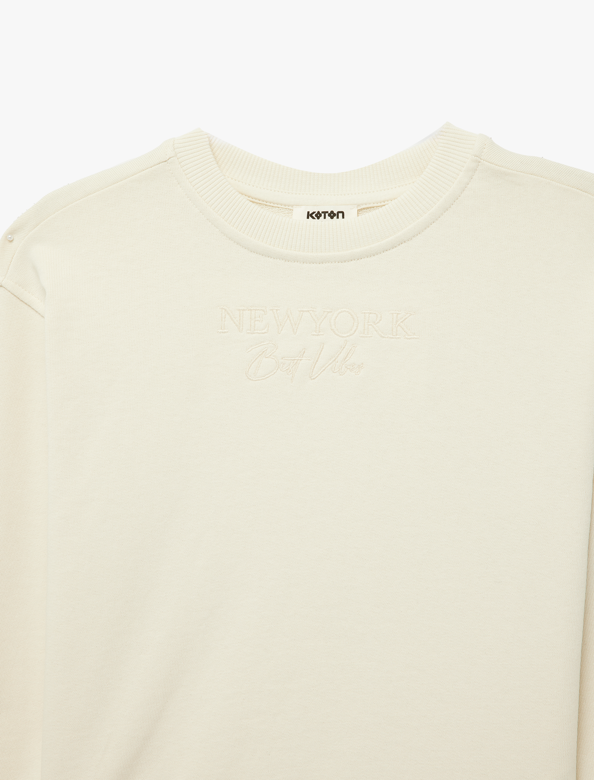  Kız Çocuk Uzun Kollu Bisiklet Yaka Dantel Detaylı Pamuklu Sweatshirt