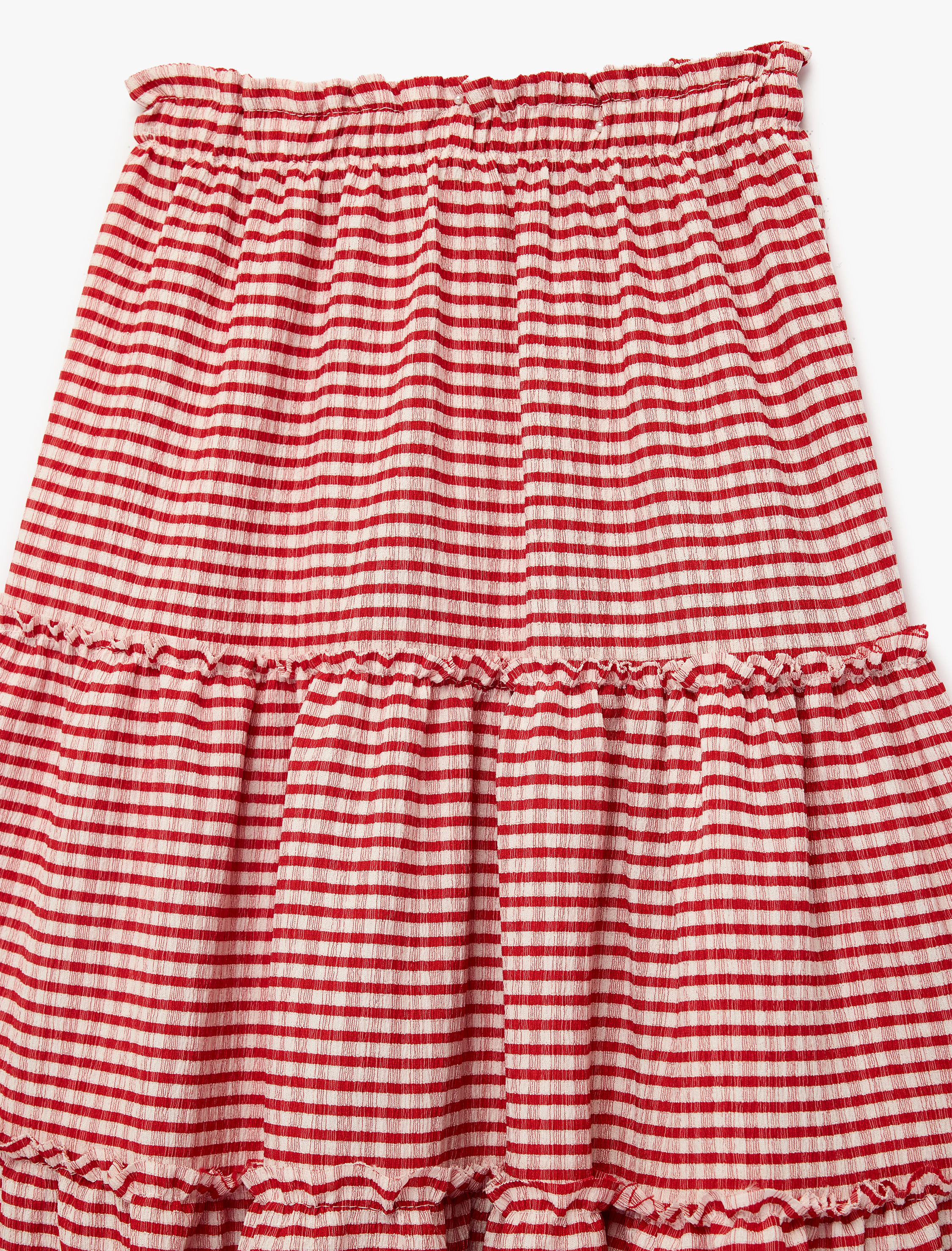  Kız Çocuk Bürümcük Kumaş Beli Lastikli Katlı Pötikareli Midi Etek