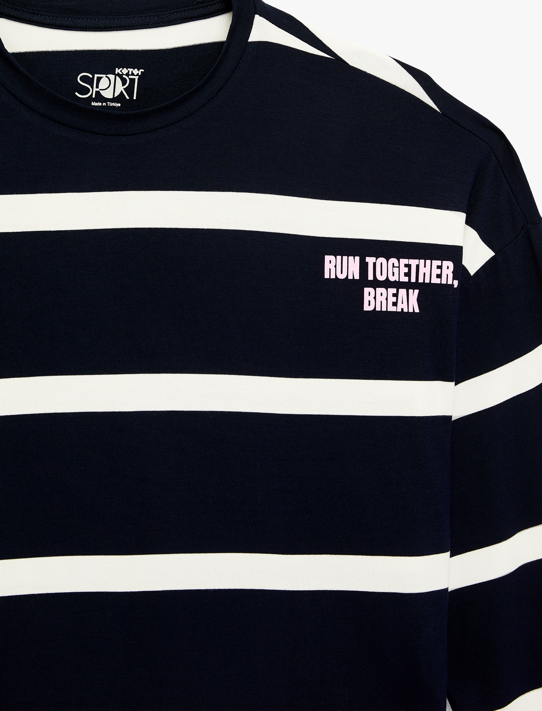   Rahat Kalıp Bisiklet Yaka Uzun Kollu Viskon Baskılı Spor Tişört