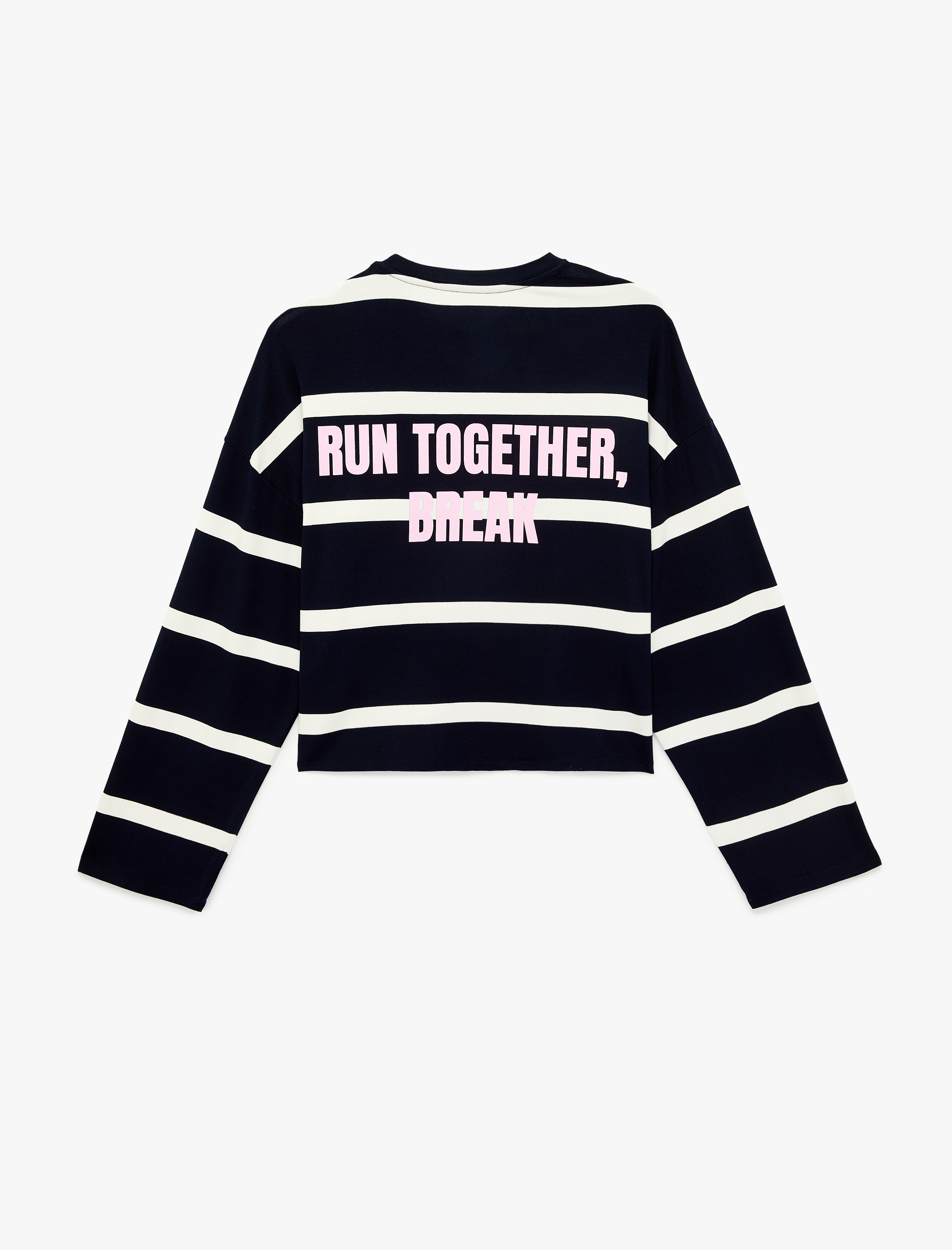   Rahat Kalıp Bisiklet Yaka Uzun Kollu Viskon Baskılı Spor Tişört