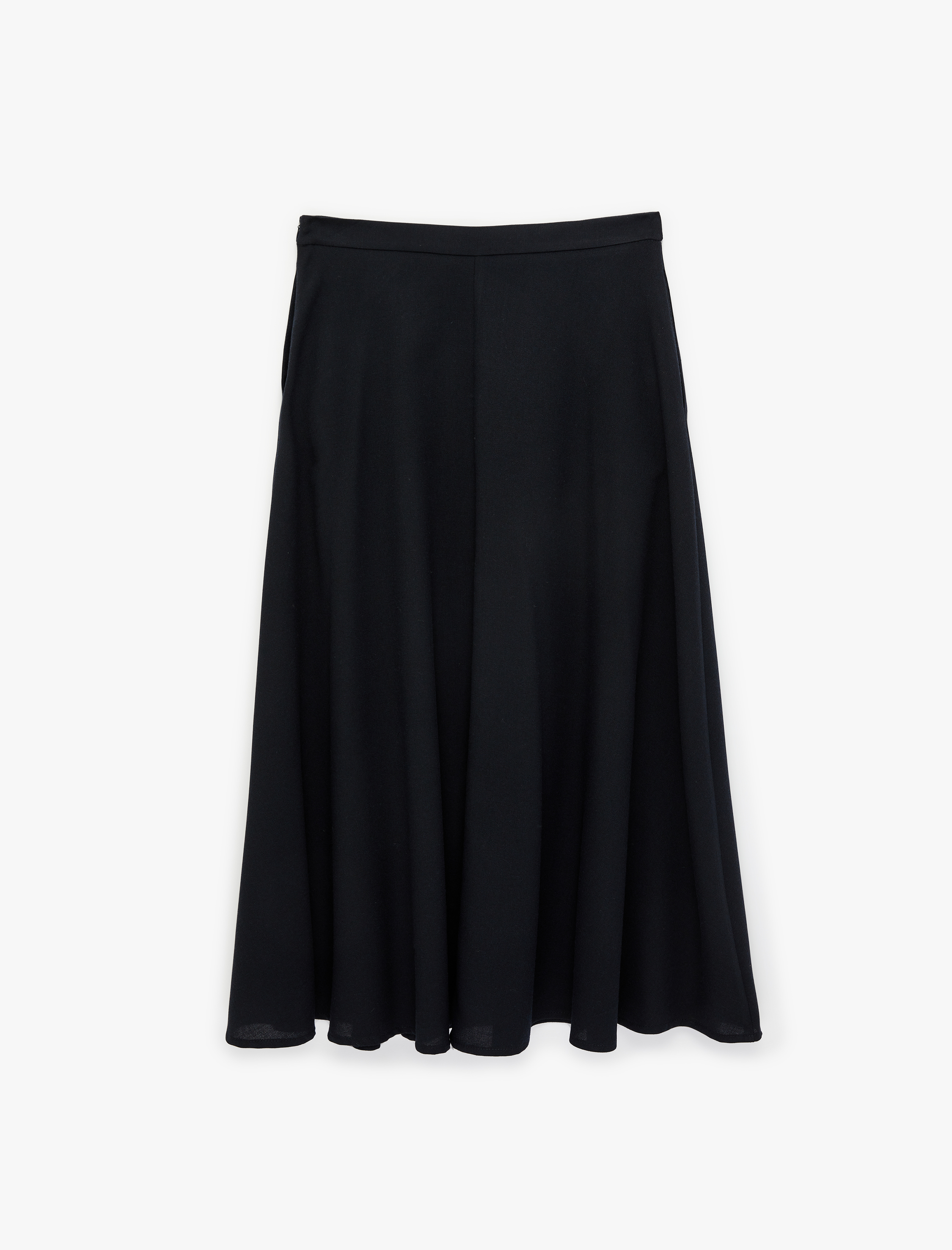   Koyun Yünü Karışımlı Normal Bel Volanlı Kloş Midi Etek