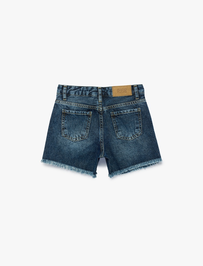 Kız Çocuk Pamuklu Cepli Loose Fit Denim Şort