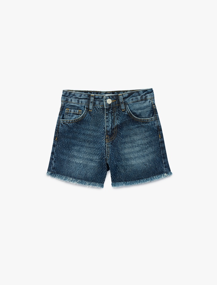 Kız Çocuk Pamuklu Cepli Loose Fit Denim Şort