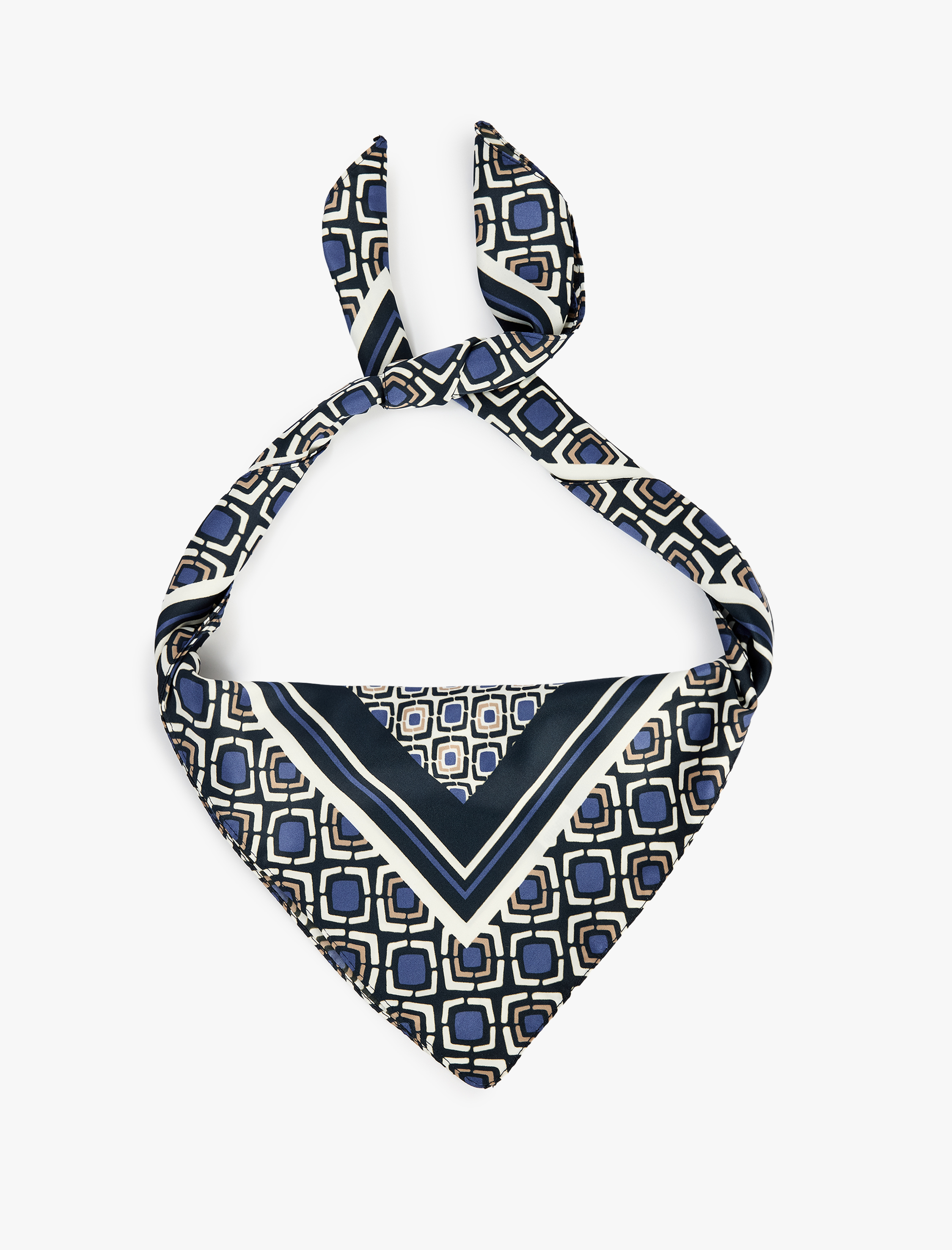  Kadın Geometrik Desenli Kare Saten Fular