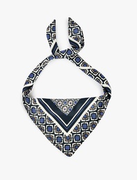 Geometrik Desenli Kare Saten Fular