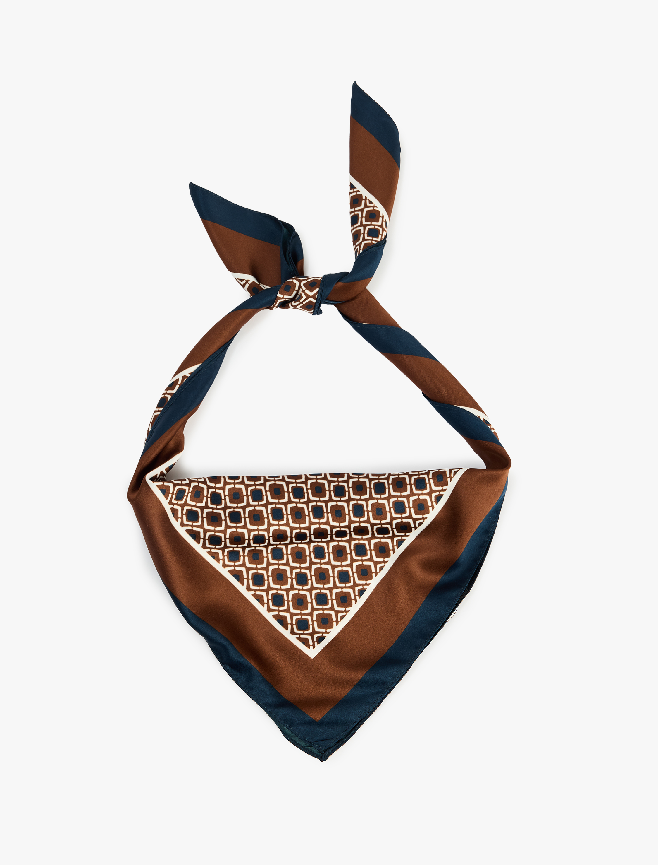  Kadın Geometrik Desenli Kare Saten Fular