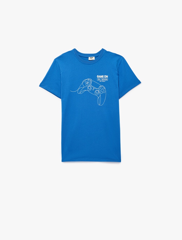 Erkek Çocuk Baskılı Bisiklet Yaka Kısa Kollu Pamuklu Oversize Tişört