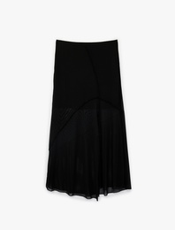 Yarım Astarlı Yırtmaç Detaylı Tül Etek