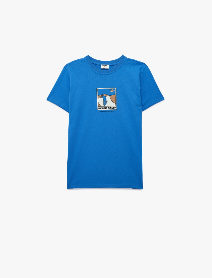 Erkek Çocuk Baskılı Kısa Kollu Bisiklet Yaka Pamuklu Tişört