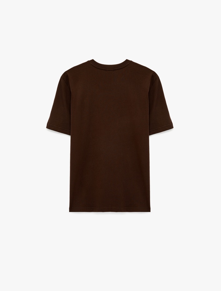  Regular Fit Kısa Kollu Pamuklu Bisiklet Yaka Baskılı Tişört