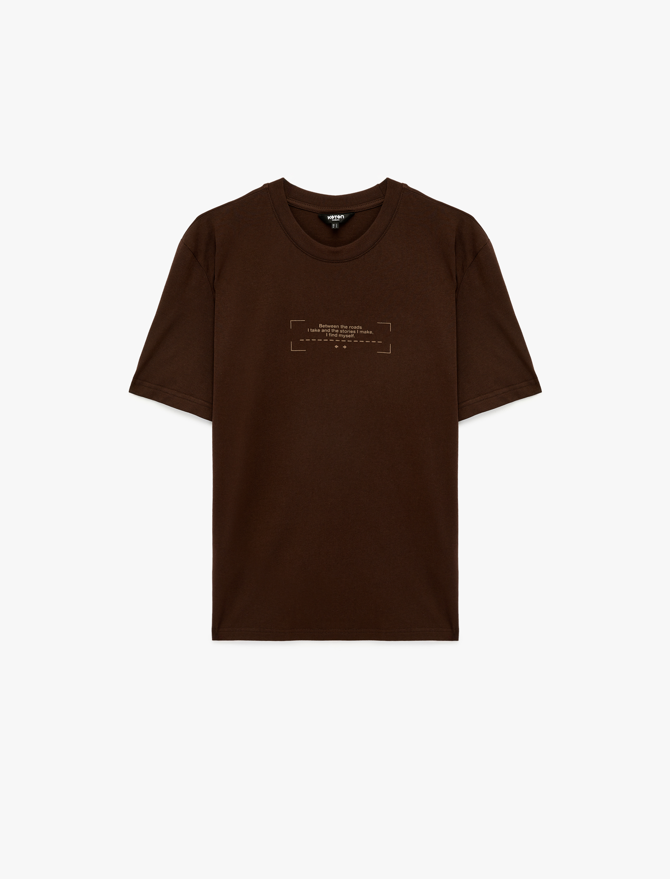   Regular Fit Kısa Kollu Pamuklu Bisiklet Yaka Baskılı Tişört