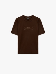 Regular Fit Kısa Kollu Pamuklu Bisiklet Yaka Baskılı Tişört