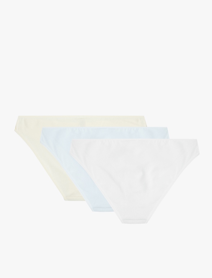  Pamuklu Çok Renkli Kurdele Detaylı 3'lü Brief Külot Seti