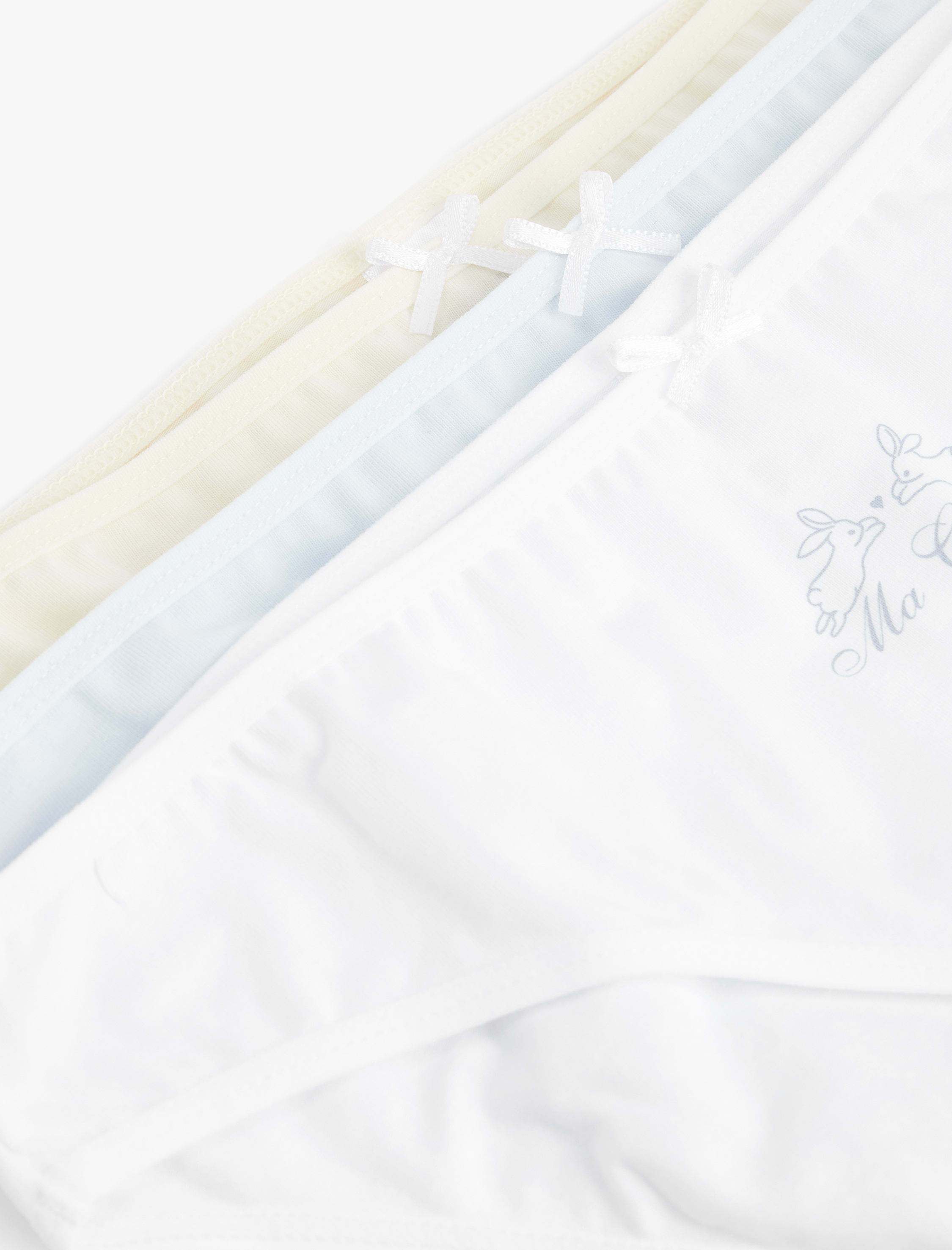   Pamuklu Çok Renkli Kurdele Detaylı 3'lü Brief Külot Seti