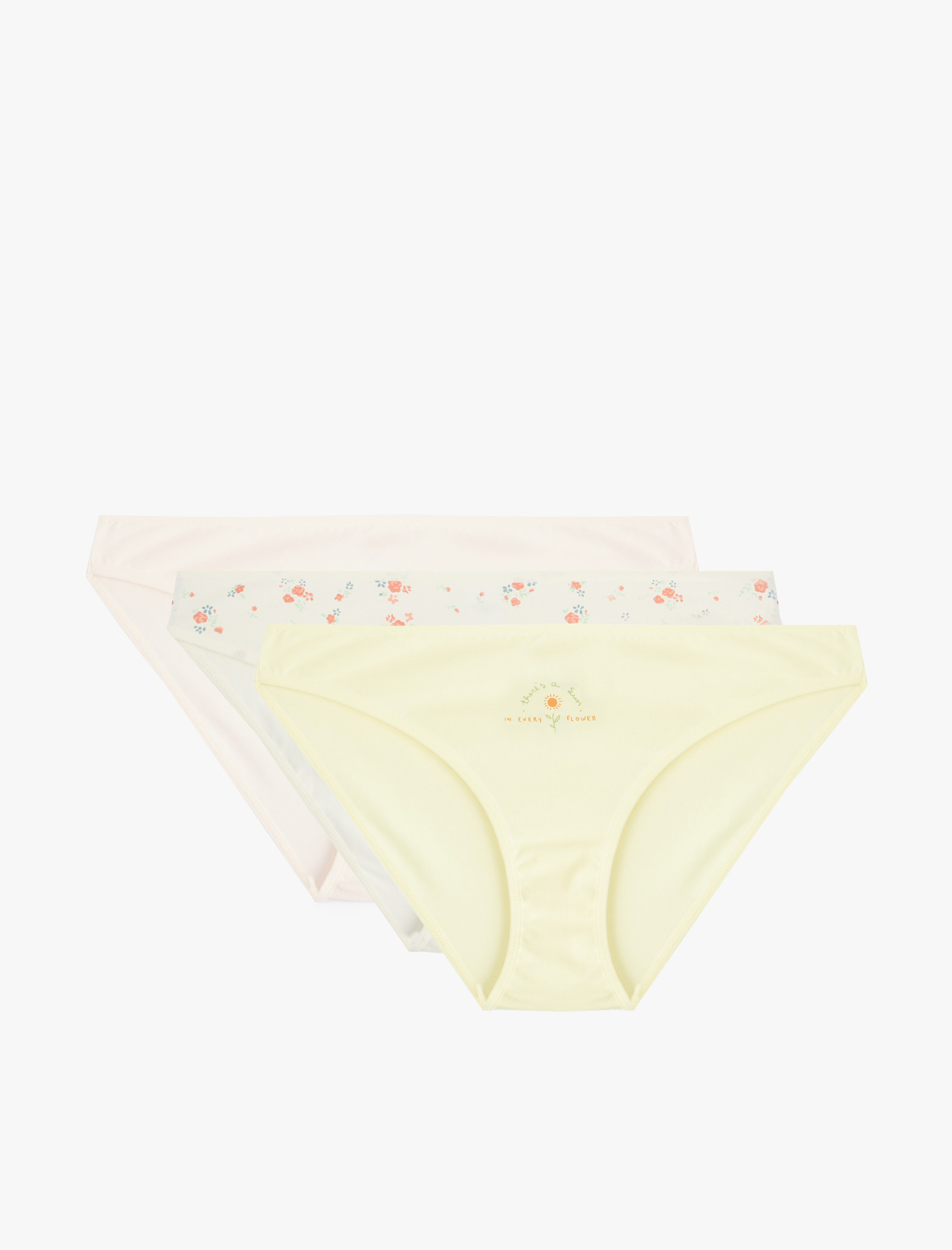   Rahat Kalıp Çiçekli Pamuklu 3’lü Brief Külot Seti