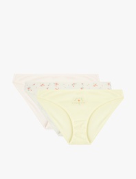 Rahat Kalıp Çiçekli Pamuklu 3’lü Brief Külot Seti