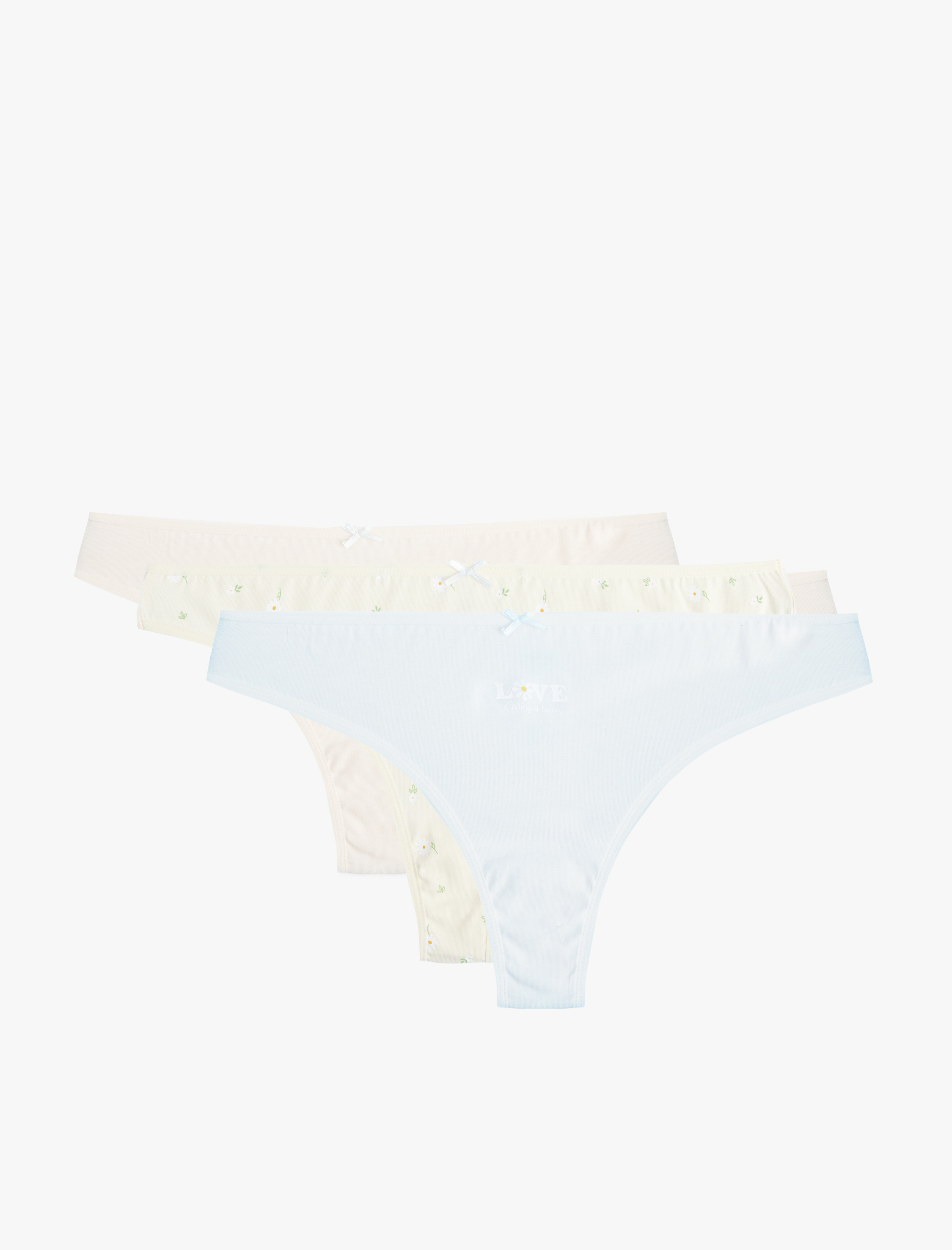   Çiçek Baskılı Pamuklu 3'lü Brazilian Külot Seti