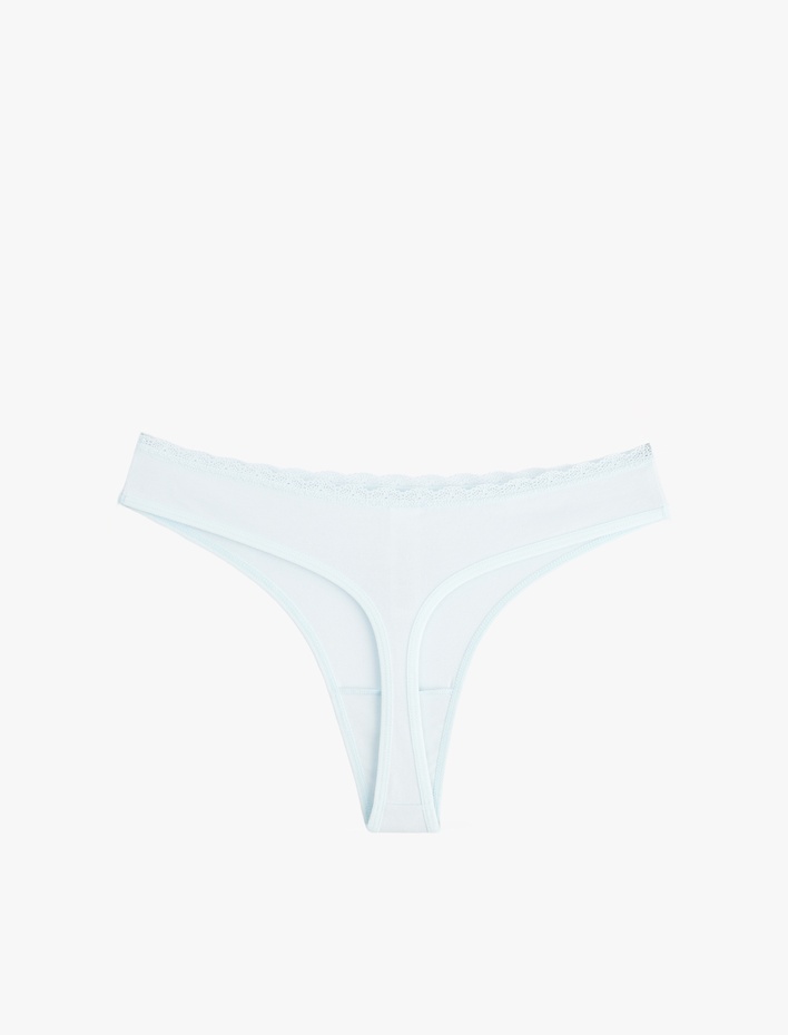  Beli Dantelli Pamuklu Rahat Kalıp Baskılı String Külot