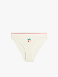 Pamuklu Bel Detaylı Rahat Kalıp Meyve Baskılı Brief Külot