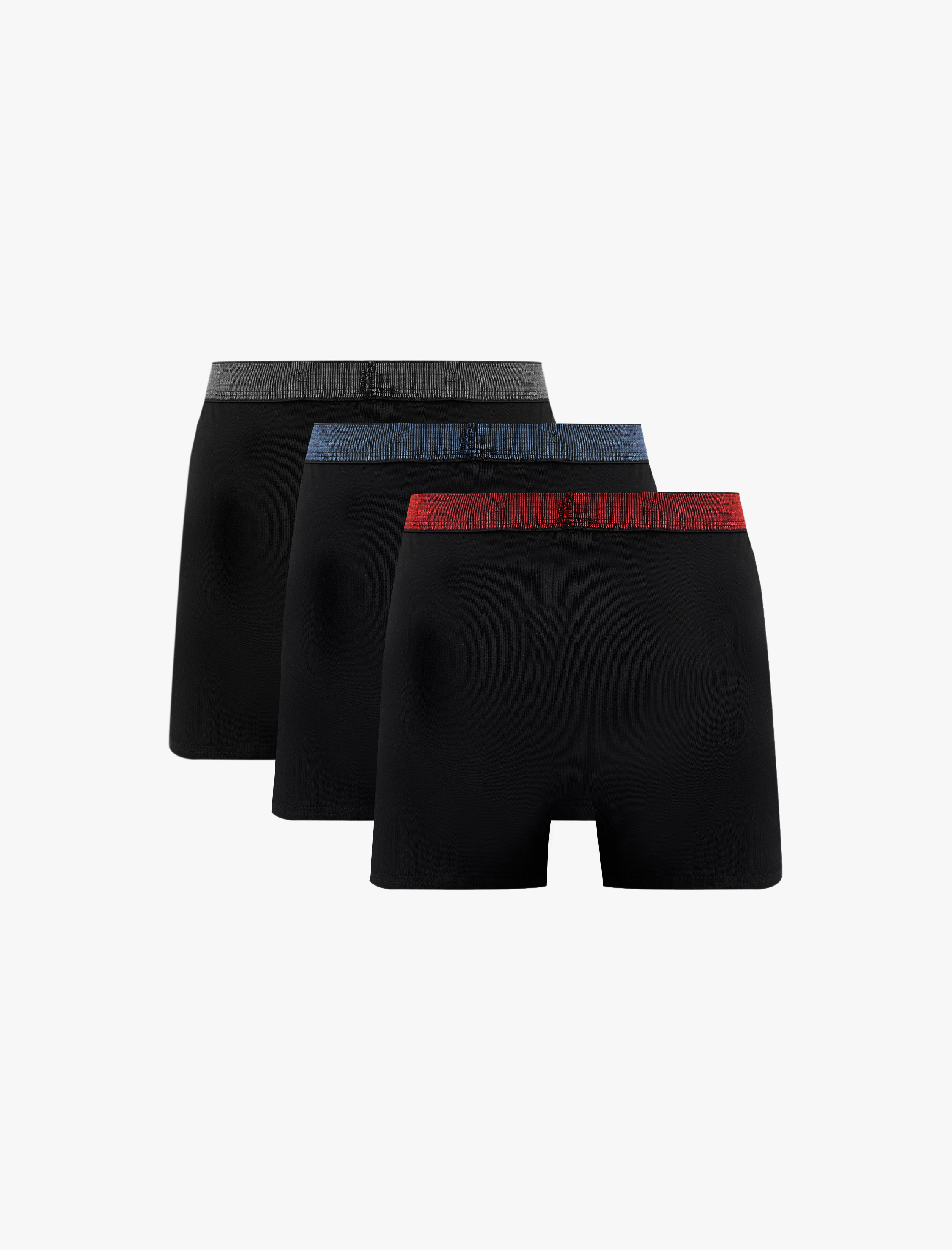   Çok Renkli Bel Detaylı Pamuklu 3'lü Boxer Seti