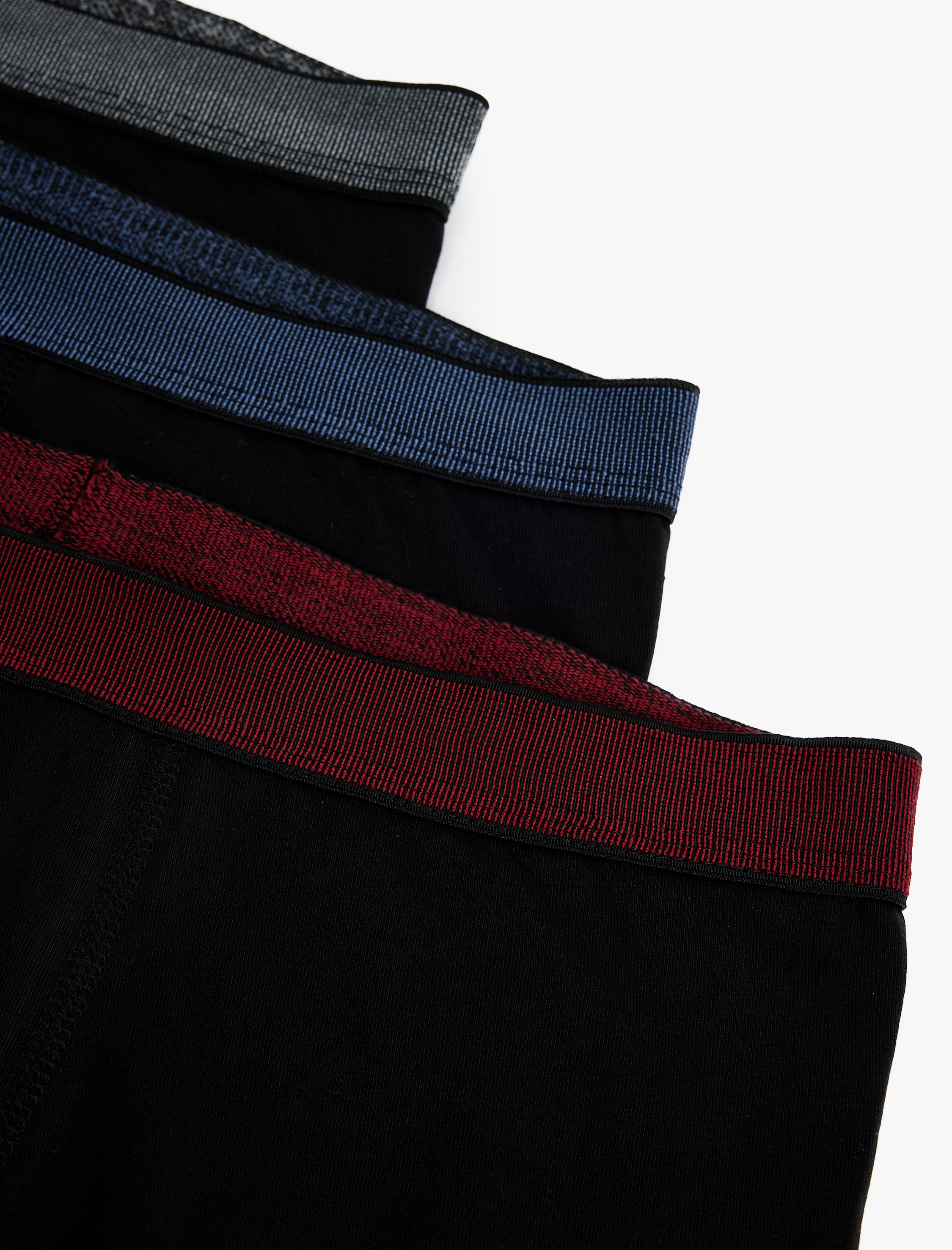   Çok Renkli Bel Detaylı Pamuklu 3'lü Boxer Seti