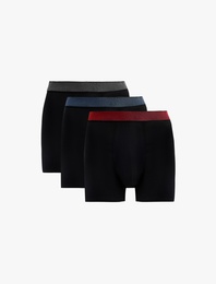 Çok Renkli Bel Detaylı Pamuklu 3'lü Boxer Seti