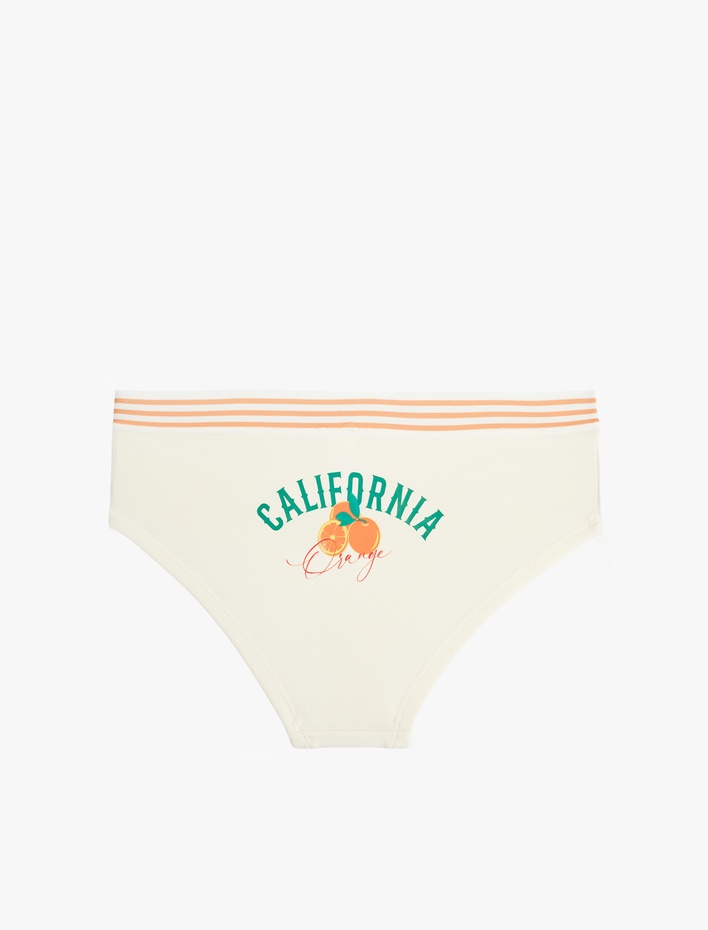  Yüksek Bel Pamuklu Rahat Kalıp Portakal Baskılı Hipster Külot