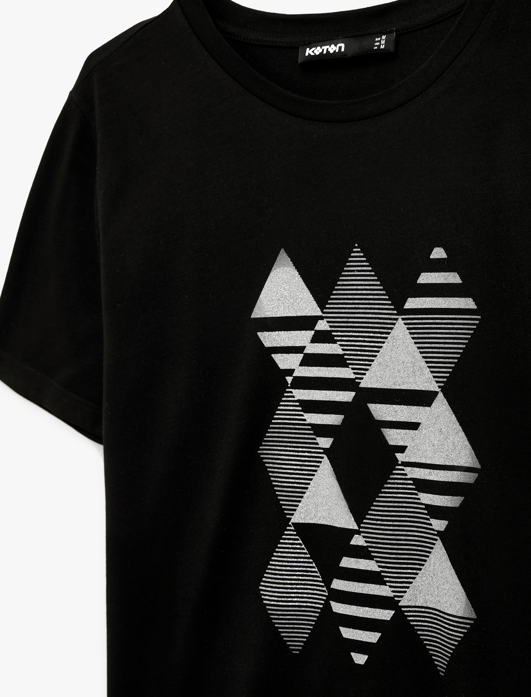   Regular Fit Kısa Kollu Bisiklet Yaka Baskılı Tişört