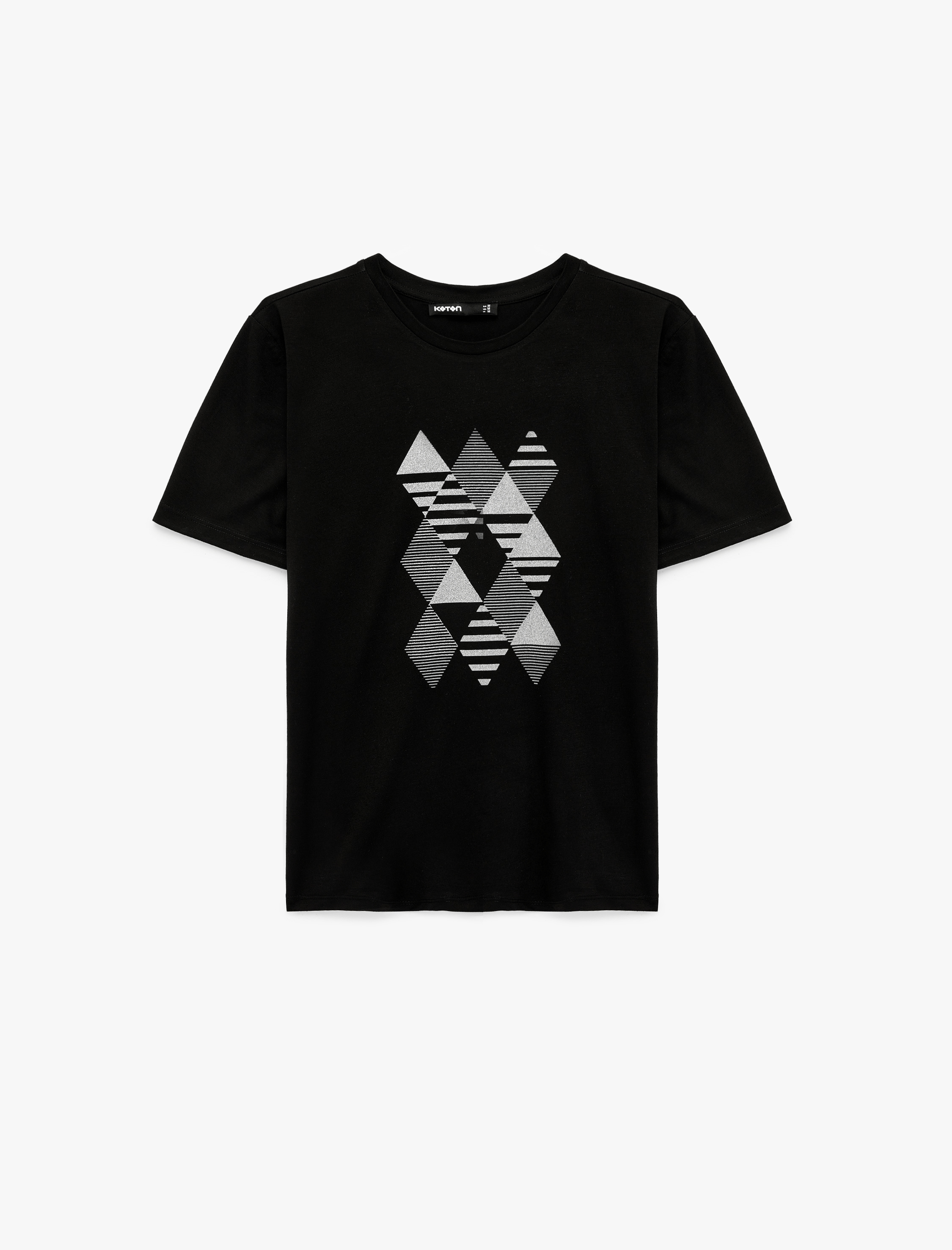   Regular Fit Kısa Kollu Bisiklet Yaka Baskılı Tişört